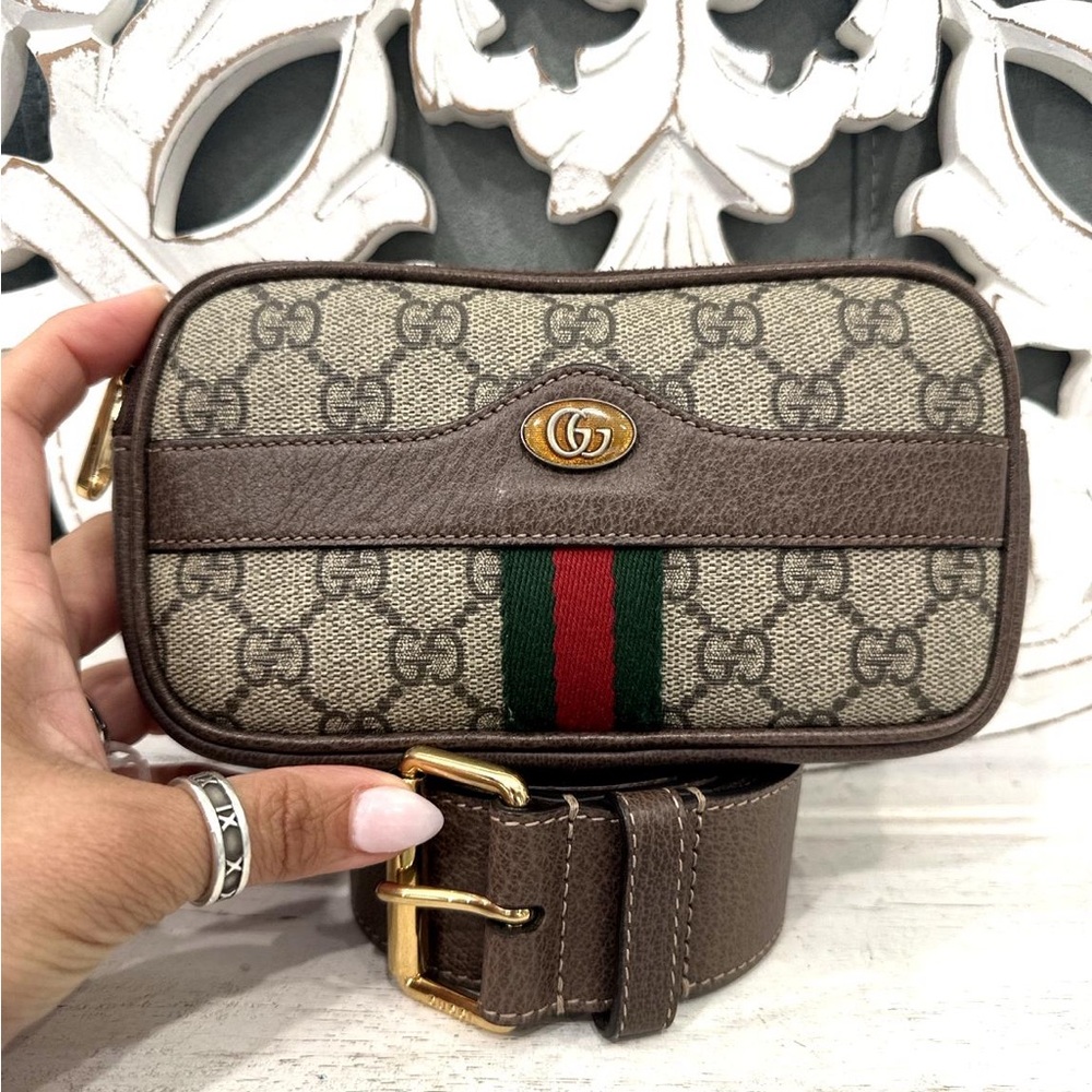 Gucci Ophidia GG Supreme Belt Bag Web Beige Brown 519308 + Dust Bag - Picture 2 of 10